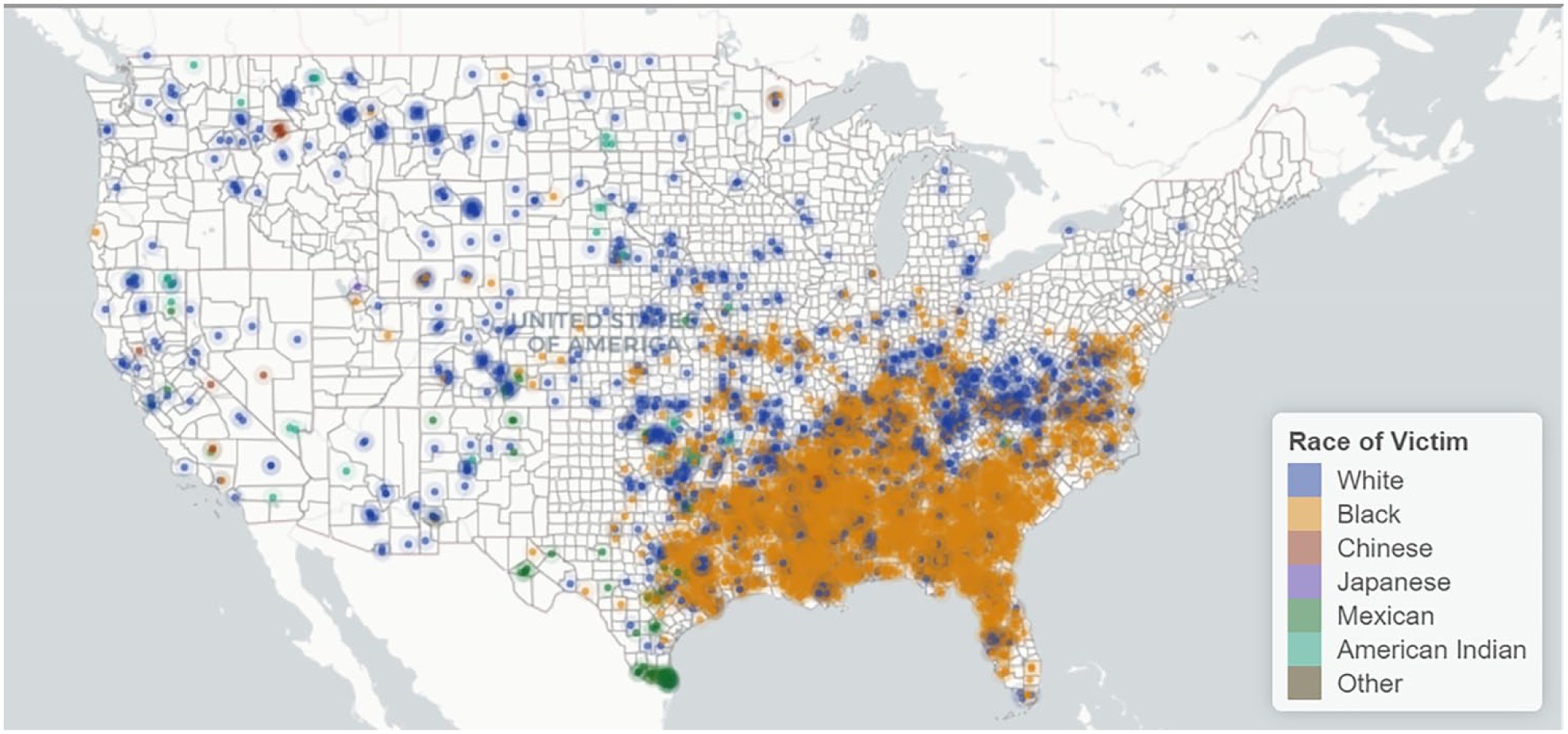 Map of the Extent of Lynchings